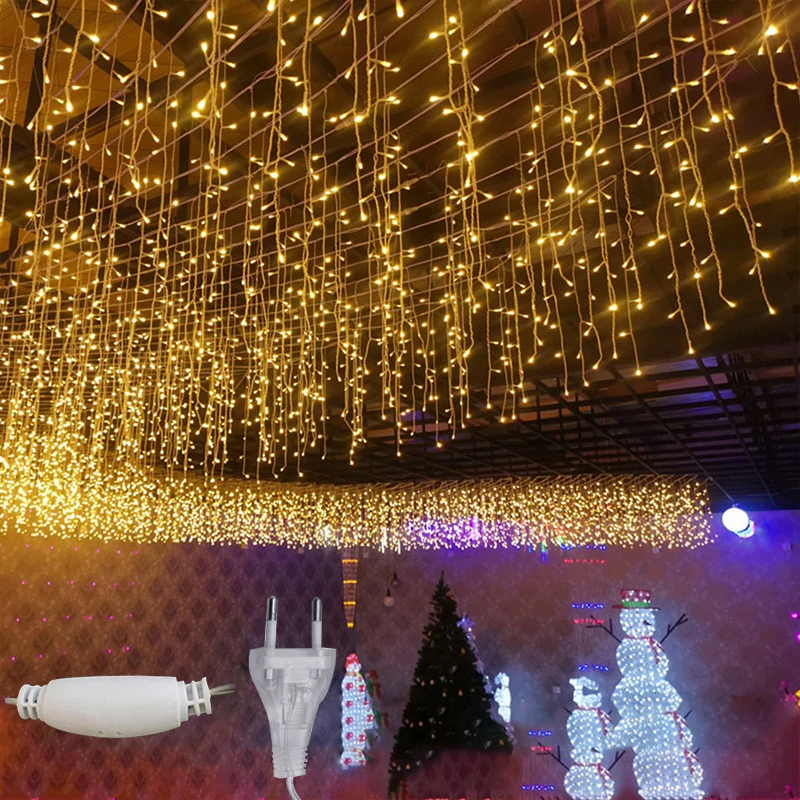 thumbnail image 1 of Guirnalda de luces LED con forma de carámbano para Navidad, guirnalda de luces de hadas, cascada para exteriores, resistente al agua, para decoración del hogar, fiestas, jardín y habitación, 1 of 5