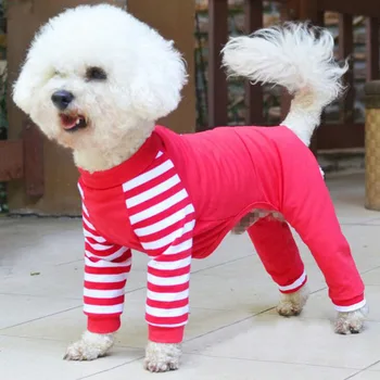 

Soft Cotton Pet Dog Jumpsuit Puppy Stripe Clothes For Small Dogs Long Sleeve Pullover Bouncy Sweatshirt Casual Pajamas 10A