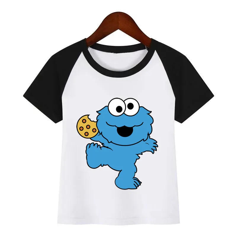 Забавная одежда с принтом «Улица Сезам», «печенья», «монстры»; детская летняя футболка; модная детская одежда; футболка; детская футболка с рисунком - Цвет: K336A