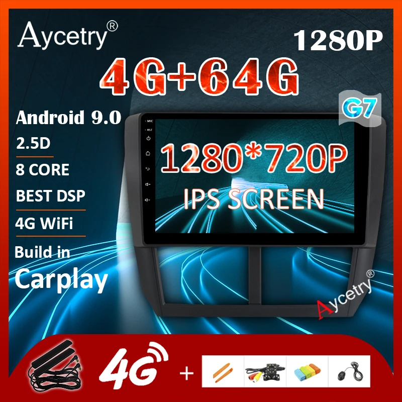 64G 1280P Android 9,0 Carplay gps радио для Subaru Forester/Forester 3 SH 2007-2013 мультимедийный экран аксессуары седан без DVD