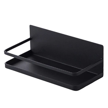 

Magnetic Spice Rack for Refrigerator Spice Storage Fridge Shelf for Kitchen Organizer Easy to Use Kitchen Shelf Black