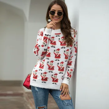 

ZADORIN Women Sweaters And Pullovers Ugly Christmas Festival Casual Harajuku Ladies Sweater Winter Warm O Neck Black Outerwear