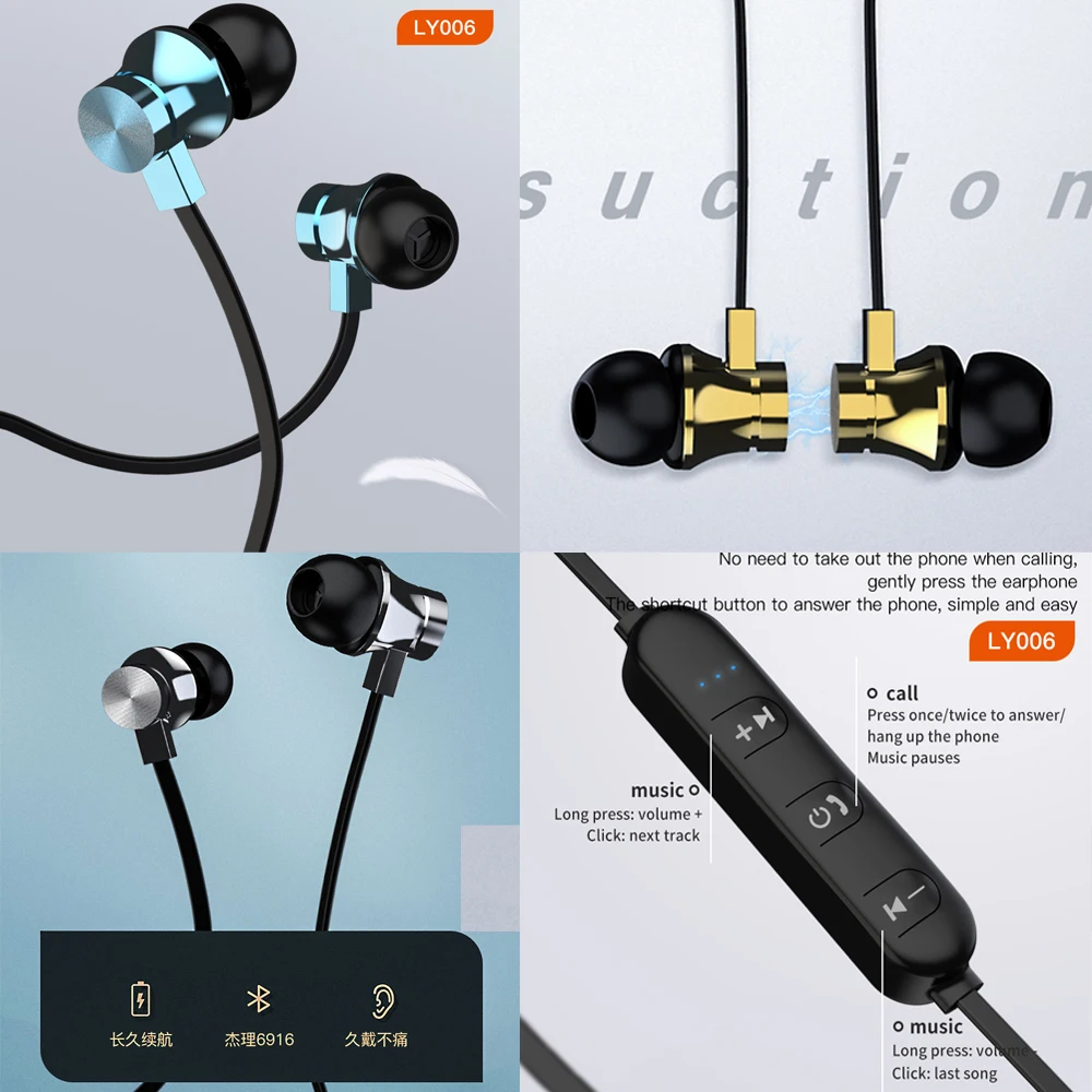 Headset HiFi Wireless Headset with Mic Sports Earbuds Suitable for All