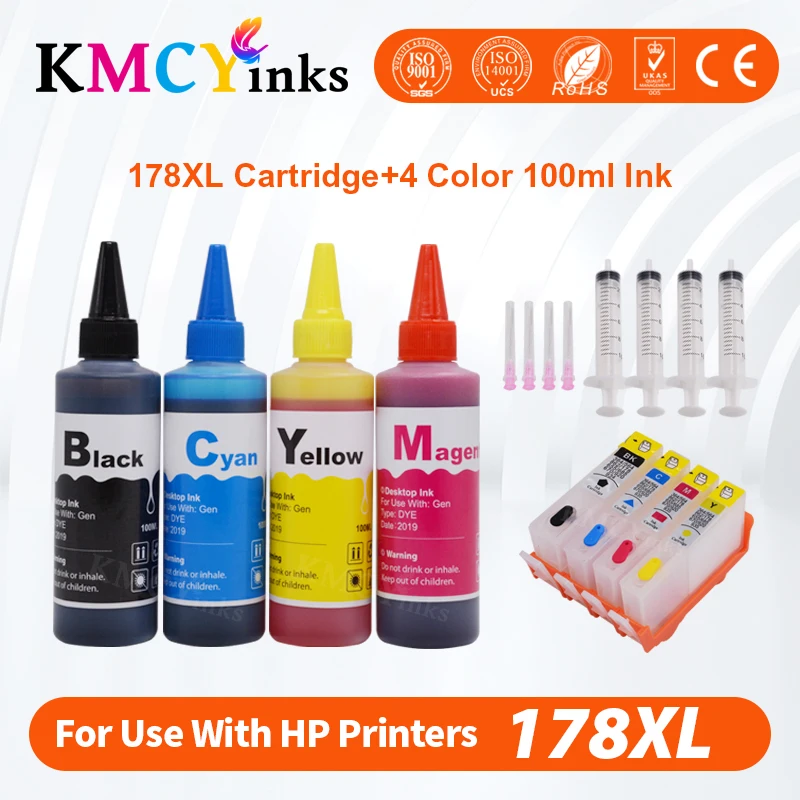 Картридж чернильный KMCYinks для HP 178 4 цвета с чипом сброса картридж совместимый 178XL
