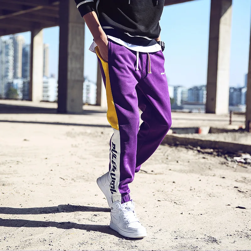 

2019 Autumn New Arrival Japanese-style Large Body Contrast Color Joint Offset Printing Harem Ankle Banded Pants Trousers Fashion