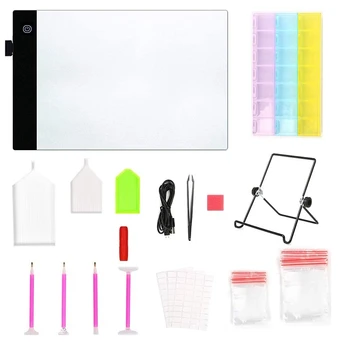 

New-93 Pcs A4 LED Light Board with Stand Holder and DIY Diamond Painting Tools for Diamond Painting Sketching & Drawing