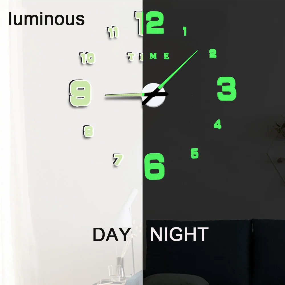 3d Luminous Wall Clock Mirror Sticker DIY Home Decor