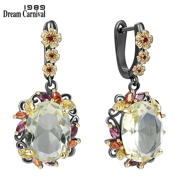 

DreamCarnival1989 Fabulous Statement Earrings for Women Stunning Olivine Zircon Party Must Have Hot Sell Flower Jewelry WE4036GR