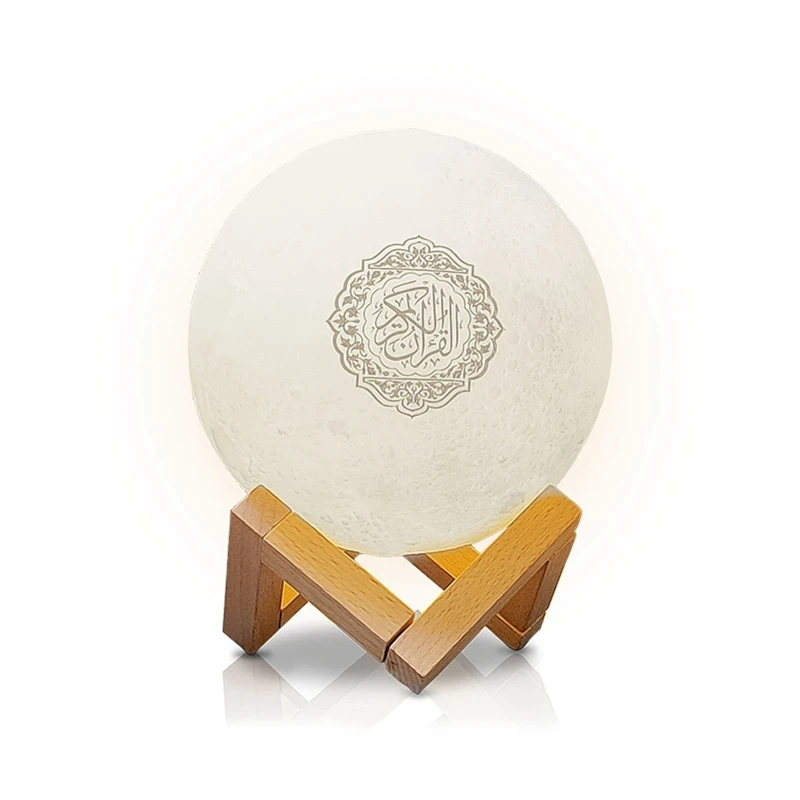 Lámpara de luna con Altavoz Bluetooth Quran, soporte para estante, aplicación de luz nocturna de Control con traducción del Corán