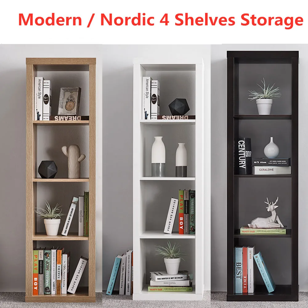 Modern / Nordic 4 Shelves Storage Cube Display Shelf Wooden Bookshelf Bookcase Home Office Use free standing | Мебель