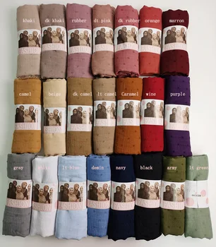 

2020 Luxuey pom pom cotton Scarf Crinkle Women Solid muslim Hijabs Muffler Shawls Pashmina Wrap Hijab Scarves Headscarf Scarf