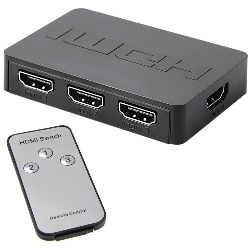 3X1 Hdmi сплиттер 3 порта концентратор коробка Авто переключатель в 1 1080P Hd 4 с пультом