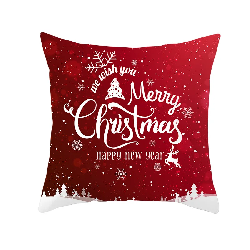 Fuwatacchi Красный Печатный Рождественский Чехол на подушку, подарочные декоративные наволочки для подушки, для домашнего дивана, полиэфирные наволочки 45*45 см - Цвет: PC11739