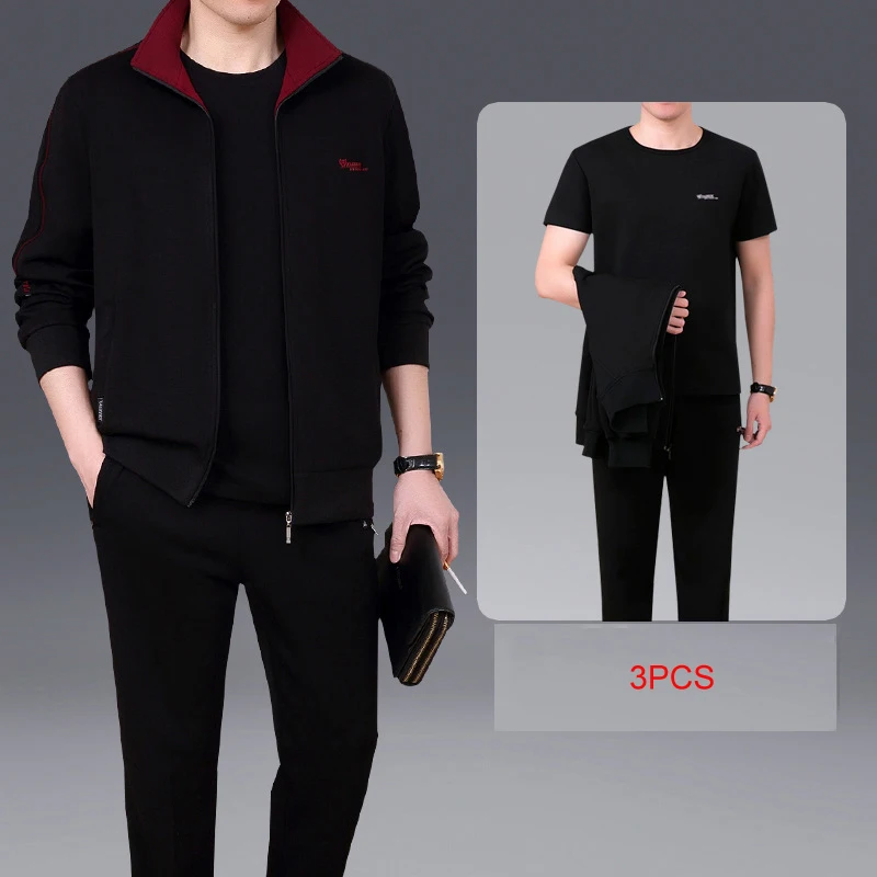 Kopen Mannen 3 Stuks Katoenen Sportwear Pak Mannen Fitness Comfortabele Trainingspak Sport Goede Kwaliteit Running Sets L 5XL Trainingspakken