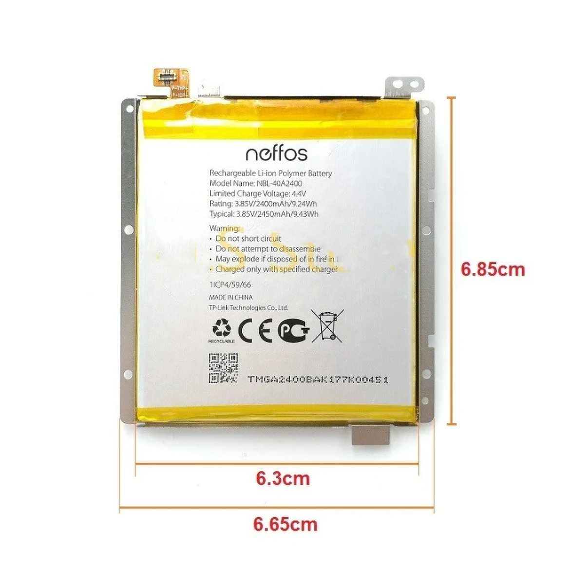 Новый аккумулятор емкостью 2400 мач для фотоаппарата TP-link Neffos Y5s TP804A TP804C