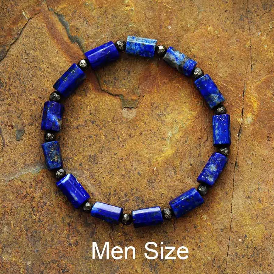 Lapis Men Size Для мужчин и женщин эластичный Браслет Лазурит эластичные браслеты мала-Йога браслеты Новые Пары подарки для любимых ювелирных изделий - Окраска металла: Lapis Men Size