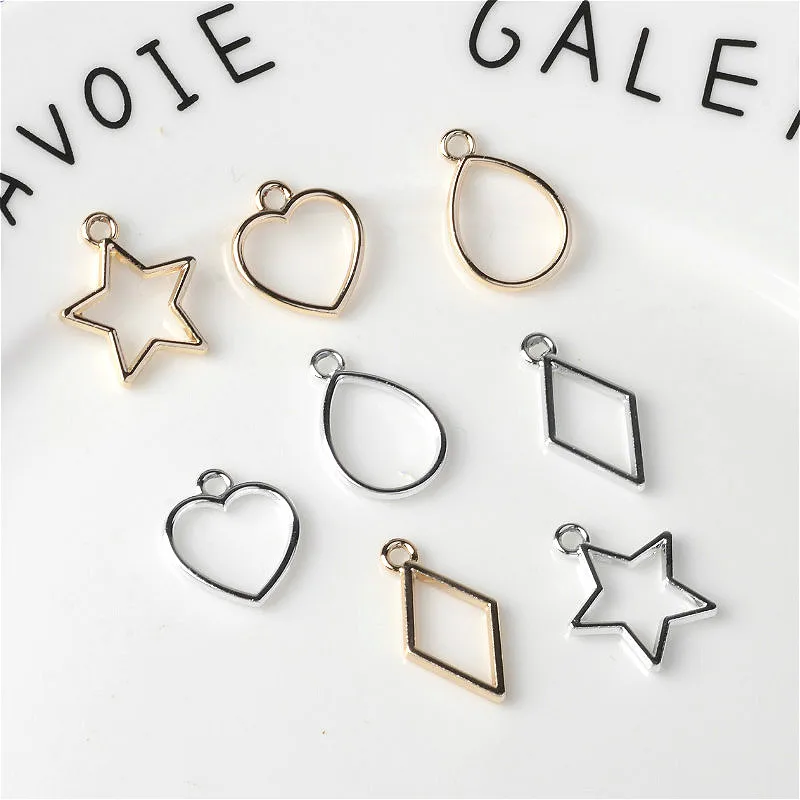 

10pcs Metal Geometric Drop-shaped Heart-shaped Alloy Earrings Pendant Accessories Five-pointed Star DIY Making Necklace Bracelet