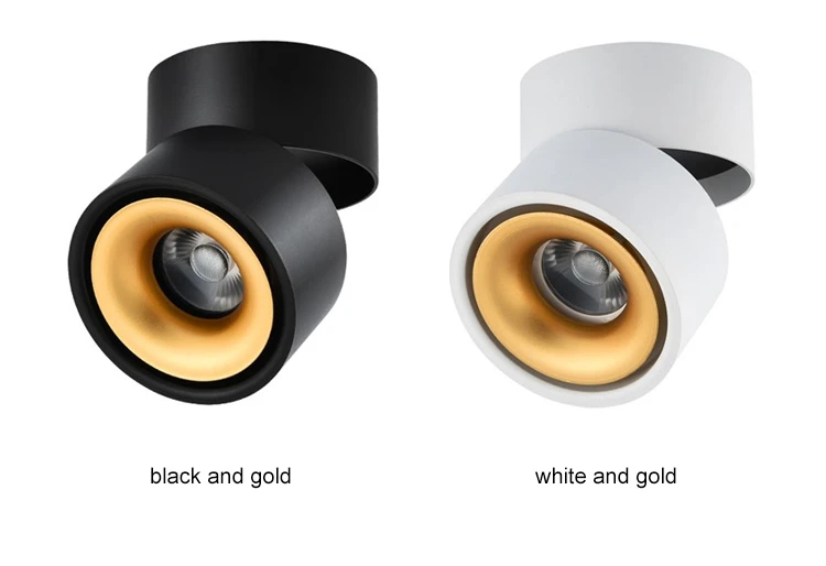 Surface Mounted LED Ceiling Lights Kitchen Fixtures COB Back ground Spot Lamp Angle Adjustable Black White Lampshade AC85-265V