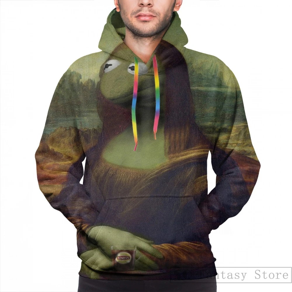 Мужские толстовки, свитшоты для женщин с забавным принтом Mona Kermit, Повседневная Толстовка с капюшоном, Streatwear - Цвет: Men