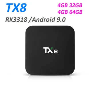 

20pcs TX8 RK3318 Quad-Core A53 4g 32g Android9.0 OS 2.4G&5G wifi smart tv 4k ultra hd H.265 Android tv Box
