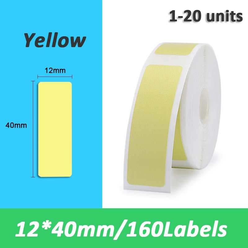 Yellow 12x40mm label for Niimbot D11 Wireless label maker Portable Bluetooth Thermal Label Printer Home Office Printer