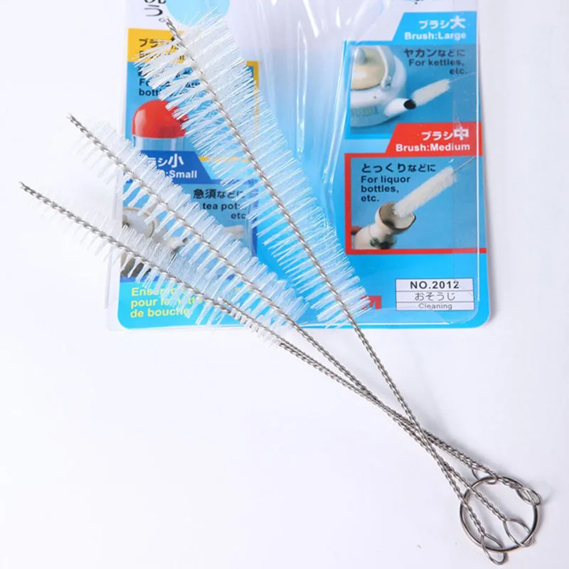 4x Nylon Straw Cleaners Cleaning Brush For Drinking Pipe Tube Baby Milk Bottle