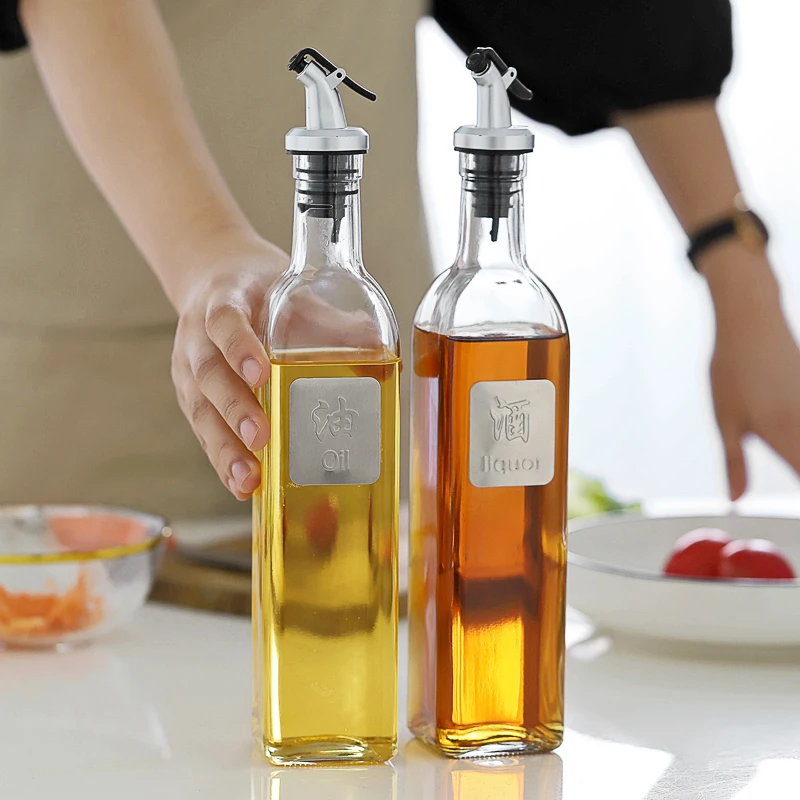 Кулинарная бутылка приправы диспенсер соус бутылка стеклянная бутылка для хранения для масла и уксуса творческие кухонные инструменты аксессуары - Цвет: Two-piece set
