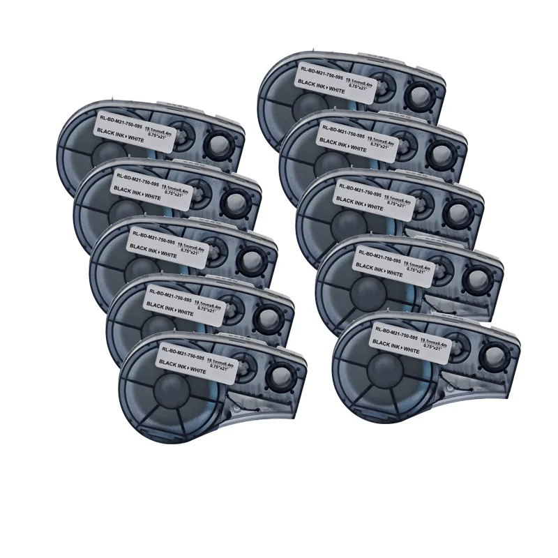 

10pcs Label Tape M21-750-595 Black on White 19.1mm Width Compatible for Brady BMP21-PLUS IDPAL LABPAL Label Printer