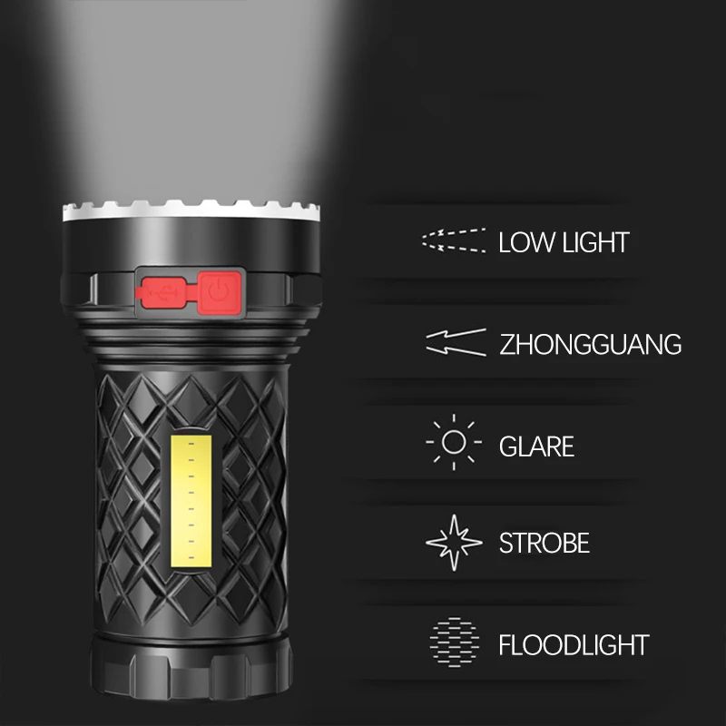 USB Rechargeable COB Flashlight Waterproof 7led Outdoor Household Portable Flashlight Camping Hiking Emergency Flashlight high powered flashlights