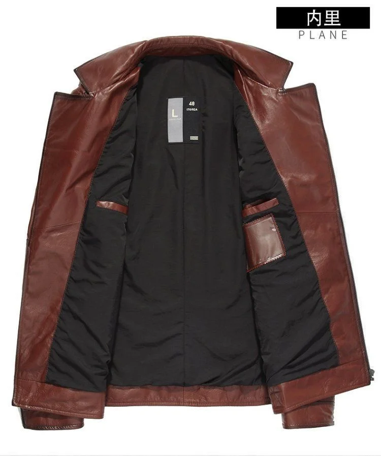 2021 New Autumn Spring Fashion Men Sheepskin Leather Jacket Motorcycle Korea Style Outwear Male Thin Classic Slim Fit Coats W118 sheepskin jacket