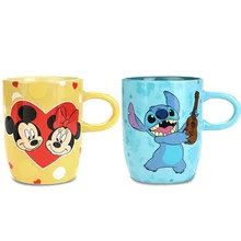 410mL Disney Mickey Minnie Water Cup Love Couple Ceramic Mugs Milk Coffee Tea Mug Home Office Collection Cup Valentines Day Gift