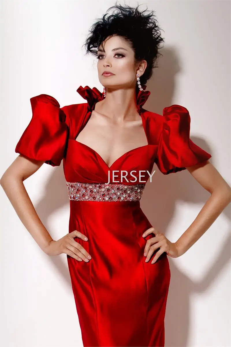 Vestidos formales, вечерние платья с коротким рукавом, красные длинные вечерние платья русалки с бисером и кристаллами для матери невесты