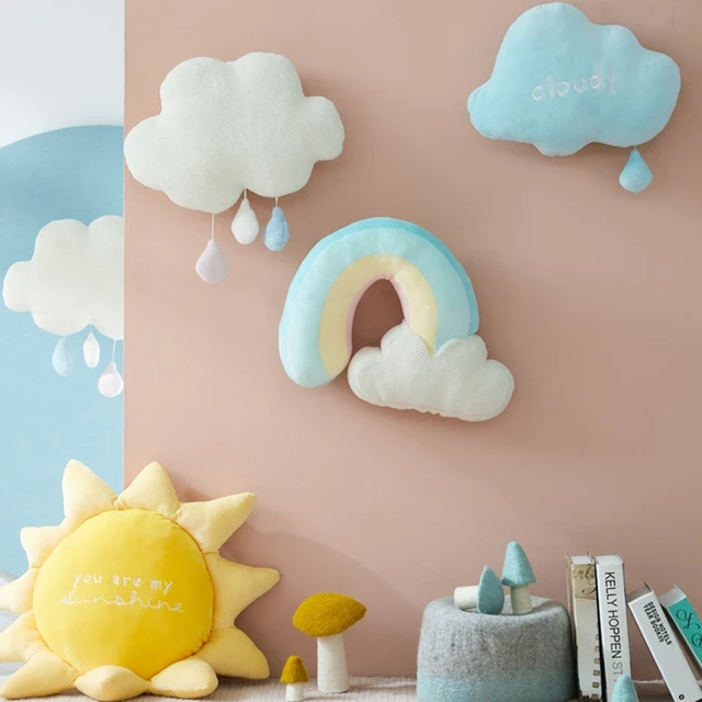 new arrival plush rainbow cloud sun toy home decoration rainbow cloud pillow cute creative weather throw pillow kids toys gift 2