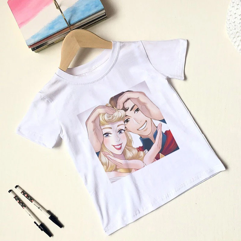 Модная футболка для девочек; летняя забавная футболка принцессы со снежинками для мальчиков; топы для детей с круглым вырезом; Милая белая одежда в стиле Харадзюку - Цвет: 1851