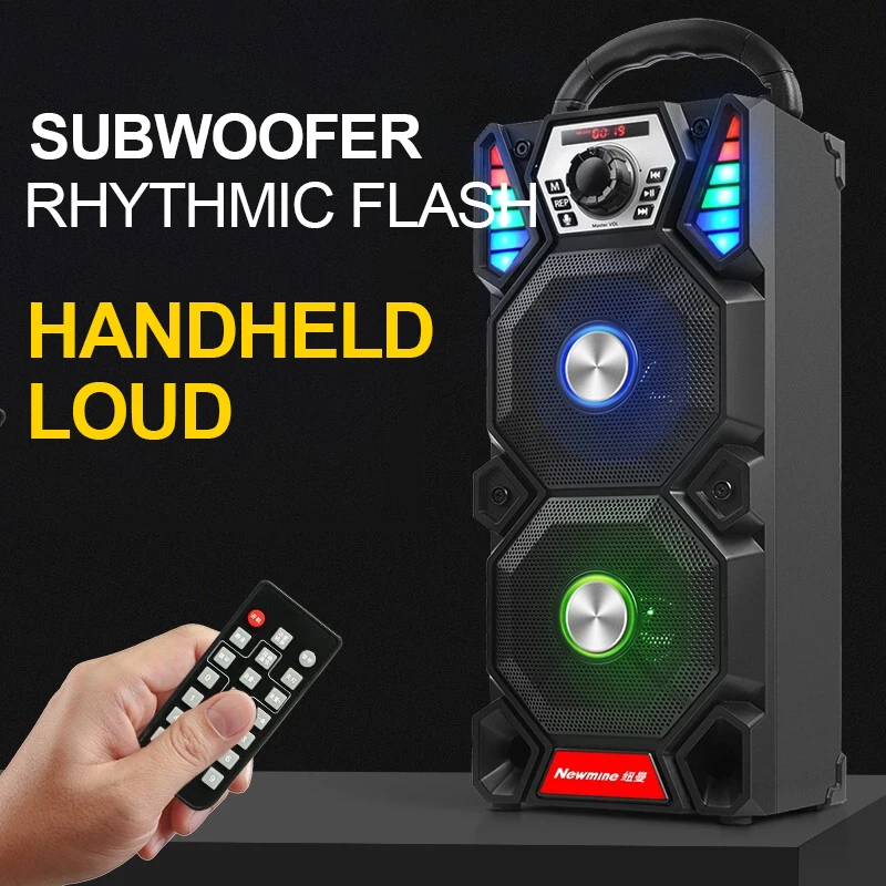  Newmine A1 Outdoor LED Light Bluetooth Speaker Wireless Support TF Card FM Mic Square Party Pull Ro - 4000179768518