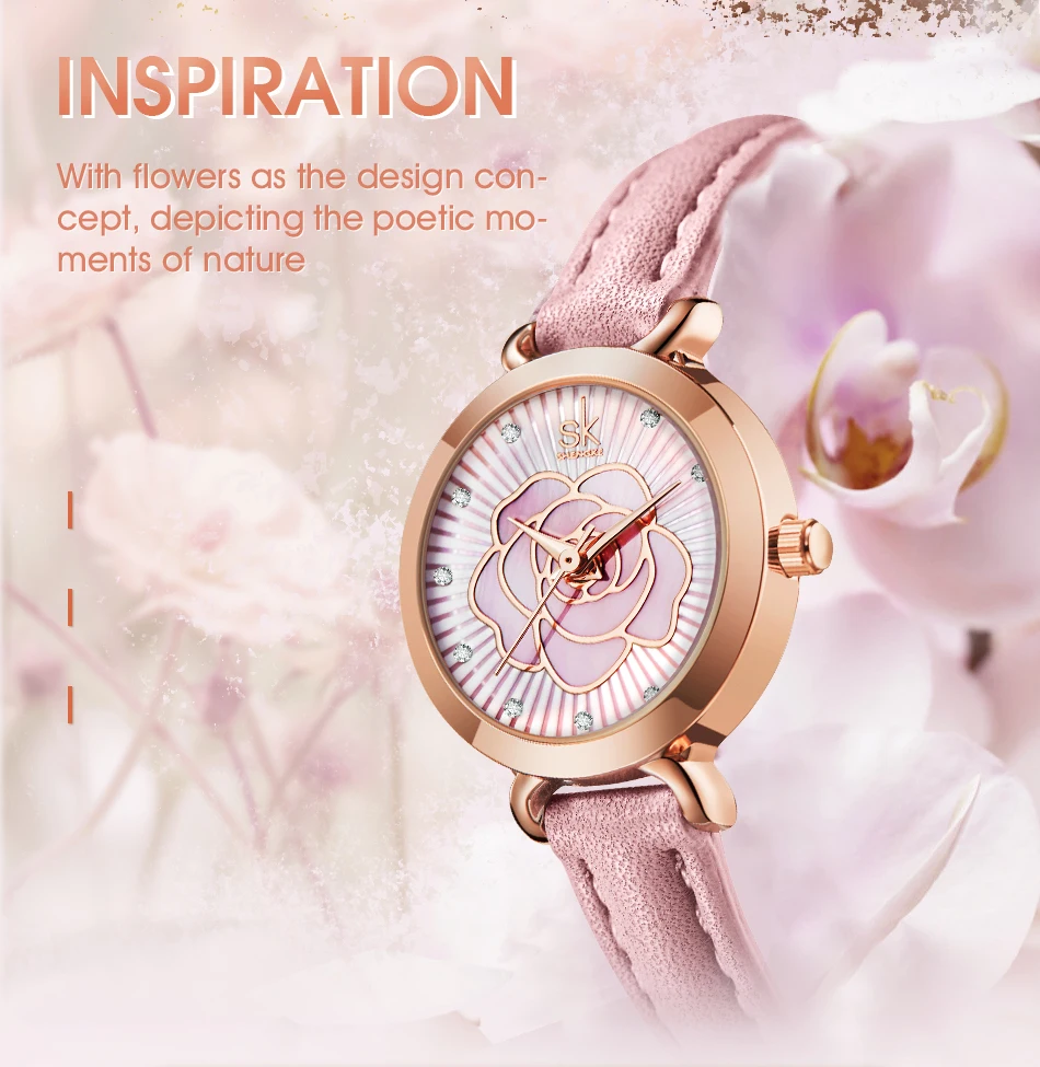 branco montre femme elegante colorido flor dial