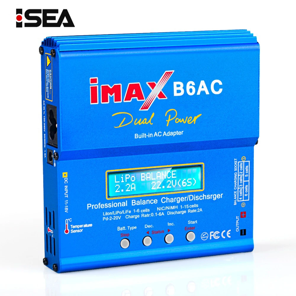 Цена IMAX B6 AC 80 Вт b6ac RC зарядное устройство 6A двухканальный баланс зарядное устройство Li Ion Nimh Nicd Lipo батарея с цифровым ЖК экраном разрядник