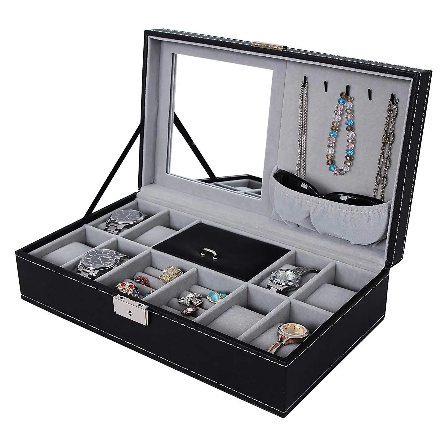 

European Style PU Leather Watch Box Bracelets Storage Organizing Jewlery Box Multi-part Large-Volume Accessories Display Box