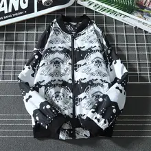 Осенняя и зимняя бейсбольная куртка Мужская модная повседневная куртка с принтом и воротником Повседневная куртка с длинными рукавами женская уличная одежда