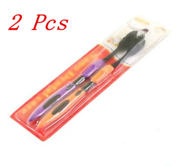 2 PCS BLACK 10% 1 лот(4 шт) Новинка двойная ультра мягкая зубная щетка с напылением из бамбукового угля уход за полостью рта - Цвет: 2 PCS BLACK