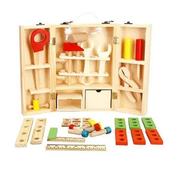 

Portable Baby Wooden Simulation Maintenance Set Repair Tool Case Cartoon Toys Boy Educational Interactive Learning Puzzle Toy