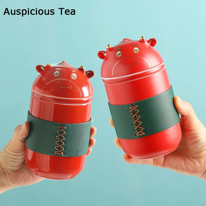 

Outdoor portable Creativity Cute Cattle Ceramics Coffee Mug With Filter Travel Teaset Drinkware Milk Tea Cups Novelty Gifts