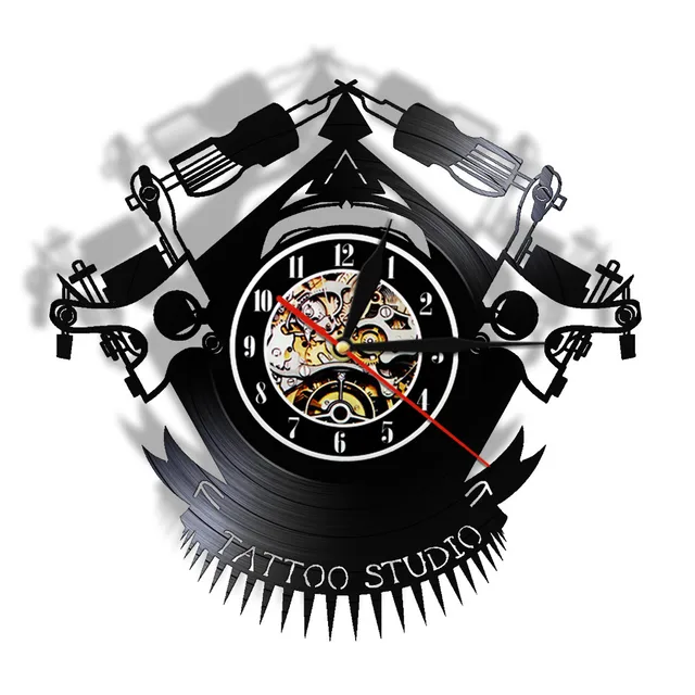 Tattoo Studio Tattooing Guns Vinyl Record Wall Clock For Tattoo Parlors  Tattooists Home Decor Clock Wall Watch Hipster Men Gift|Wall Clocks| -  AliExpress