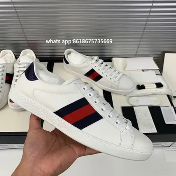 

2020 White shoe men's casual leather shoes fashion designer top quality tie shoelace couple models unisex39