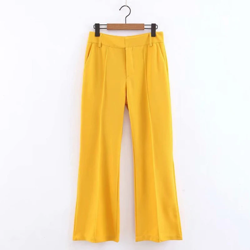 02 Pants Женские костюмы двубортные длинные блейзеры офисный женский маленький костюм куртка Женский Досуг желтый Блейзер свободный женский брючный костюм костюм женский брючный костюм женскийкостюмы женские женский костю - Цвет: 02 Pants