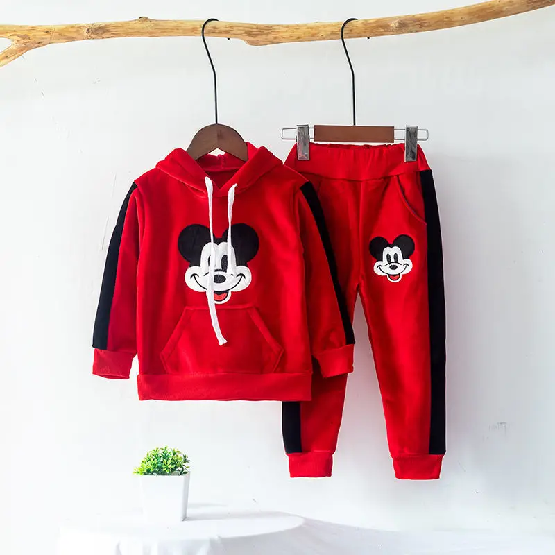 red with pockets Детский комплект, весенне-осенний спортивный костюм с длинными рукавами свитер для маленьких мальчиков и девочек и комплект одежды для бега, розовый и черный цвет, для От 1 до 6 лет - Цвет: red with pockets