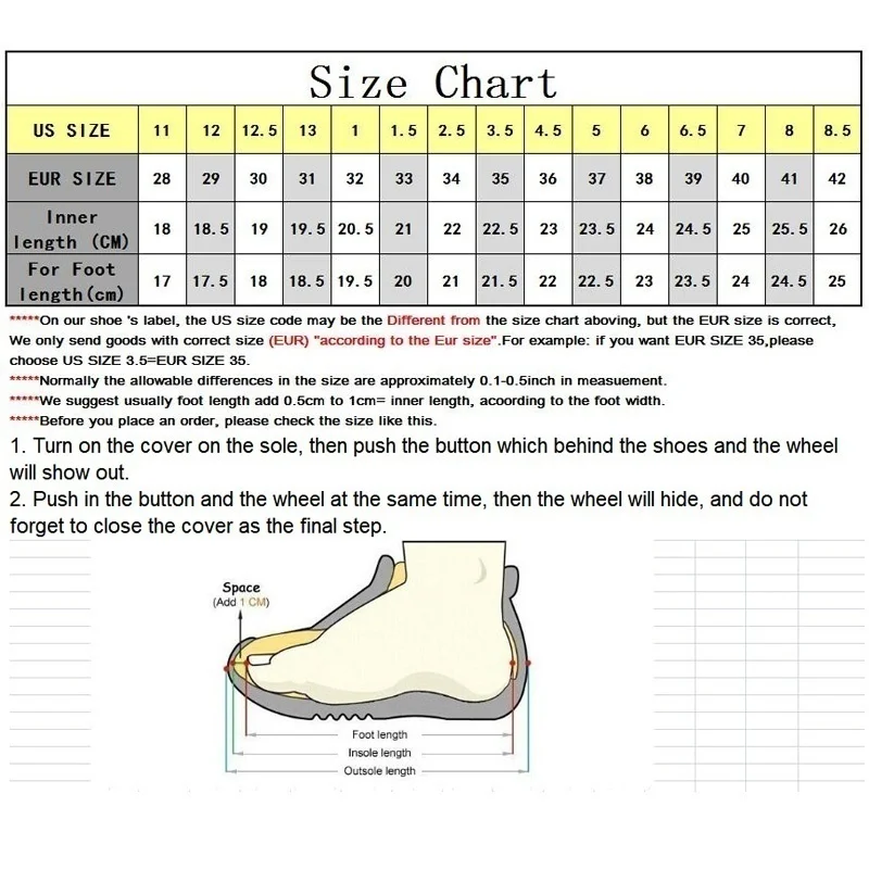 尺码表儿童，28-42