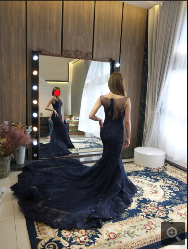 Robe de soiree темно-синее с юбкой-годе сексуальные платья для выпускного вечера без рукавов с открытой спиной без рукавов со шлейфом для корта платье на выпускной распродажа платьев