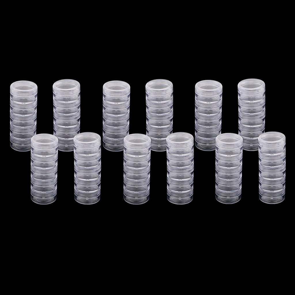 12Set 5 Stackable Clear Screw Top Jar Storage Containers Craft Jewelry Bead Box