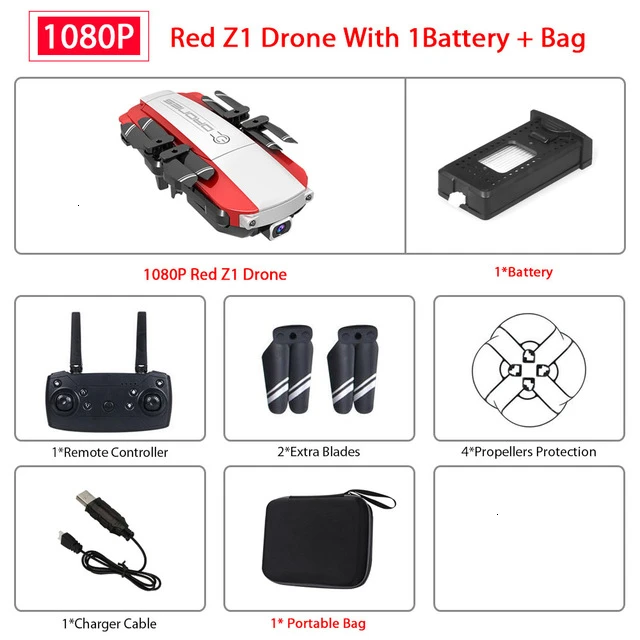 Z1 Wifi FPV мини-Дрон с камерой 1080P 4K HD Оптическое позиционирование потока управление жестами Rc Квадрокоптер Vs sg106 Visuo xs816 Дрон - Цвет: 1080P Red Z1 1B